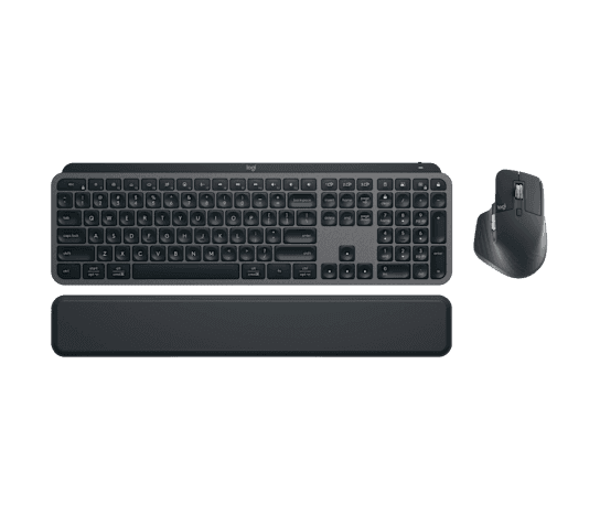 Logitech MX Keys S Combo - Performance Wireless Keyboard and Mouse with Palm Rest, Customizable Illumination, Fast Scrolling, Bluetooth, USB C Graphi…