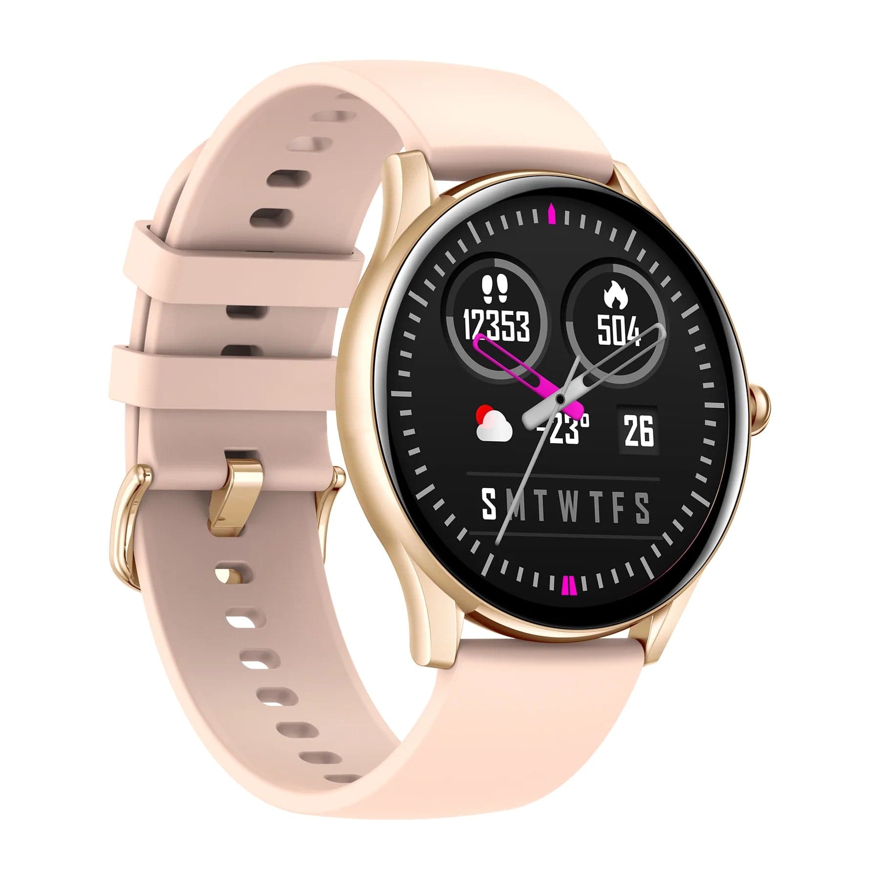 POLAROID ELITE SMART WATCH ROUND ROSE GOLD WITH FULL TOUCH BLUETOOTH CALLING